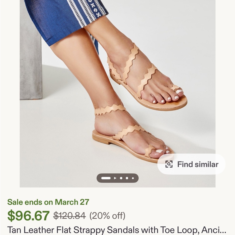 Ancient Greek Sandals Tan Leather Flat Strappy Sandals